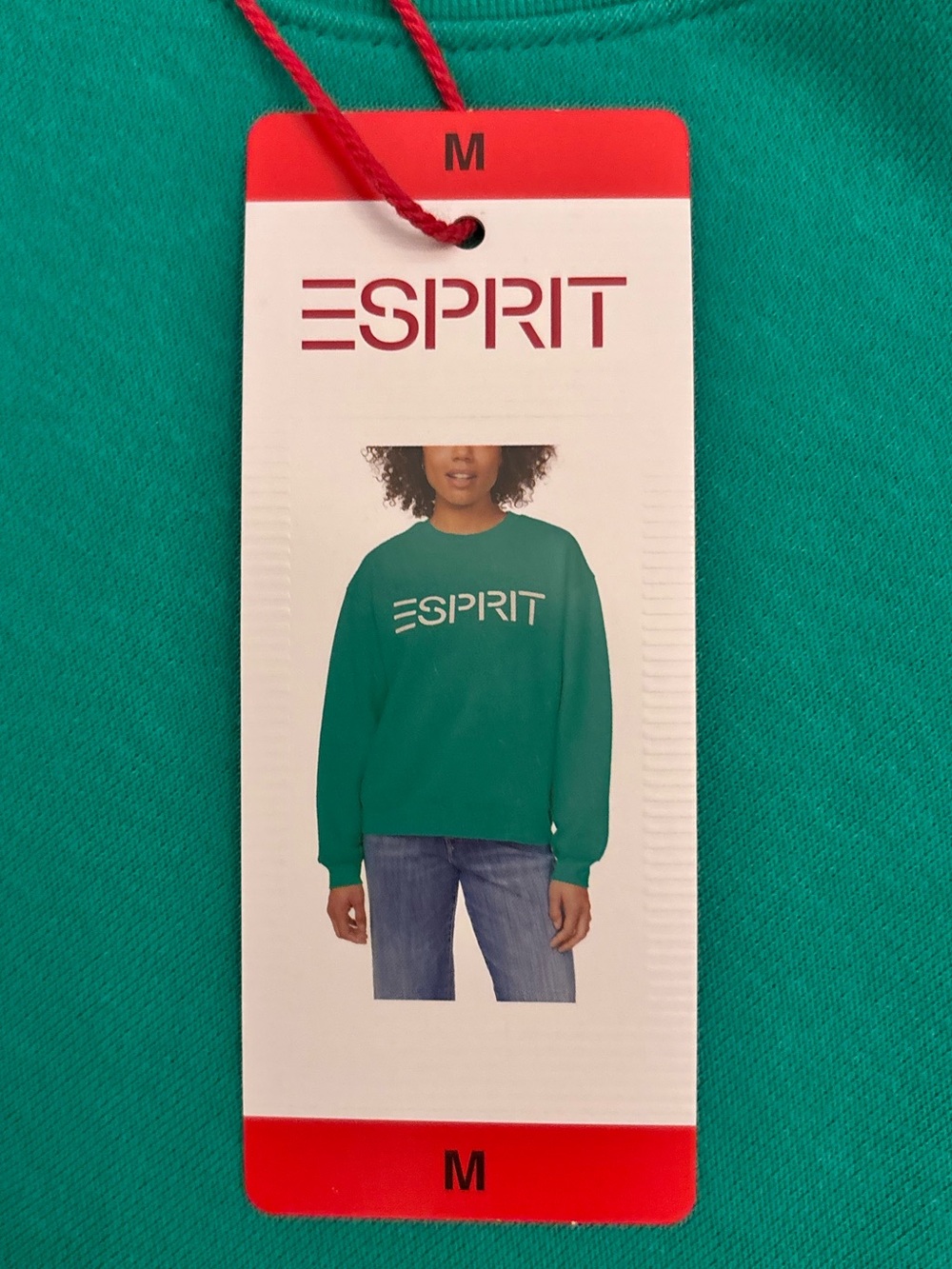 Esprit Women's Green Crewneck Sweatshirt with White Logo, NWT